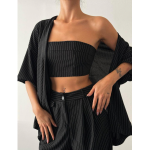 Siyah Çizgili Üçlü Kadın Takım | Miss Nish