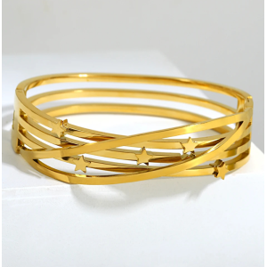 Gold Yıldızlı Kadın Çelik Bileklik | Miss Nish